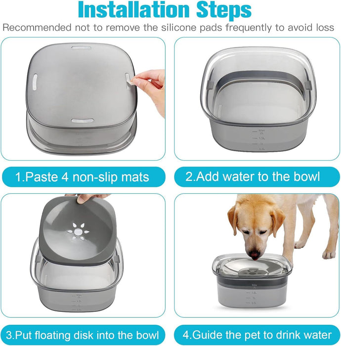 Dog Water Bowl 2L No Spill Dog Bowl Large Capacity Spill Proof