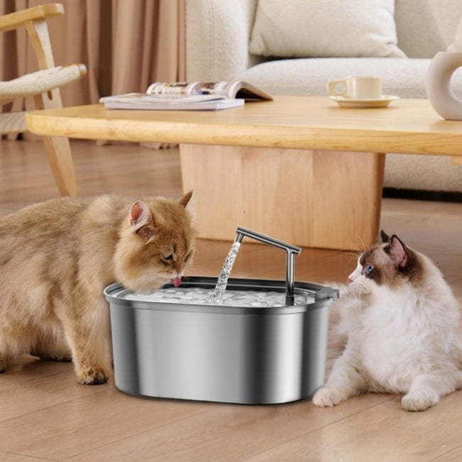 Pet Water Feeder Stainless Steel Antibacterial Water Purification